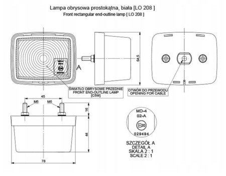 Lampa obrysowa do naczepy i przyczepki samochodowej