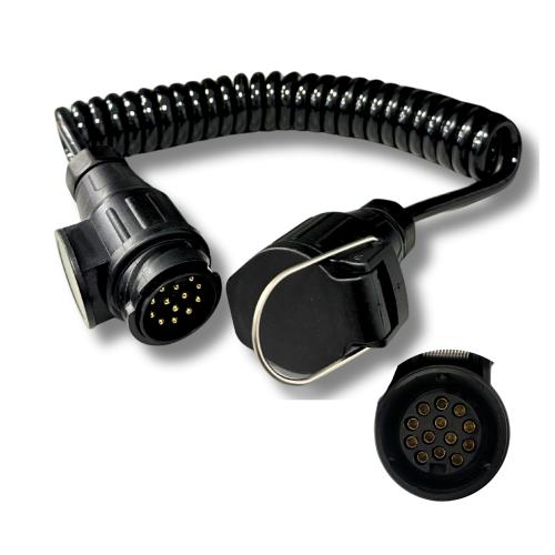 Przejdź do produktu Przewód spiralny 13 PIN 3 m – przedłużacz elektryczny do przyczepy, wtyczka + gniazdo 12V