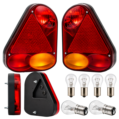 Przejdź do produktu Lampy tylne do przyczepki i lawety 12V/24V komplet LEWA + PRAWA z żarówkami | homologacja E9