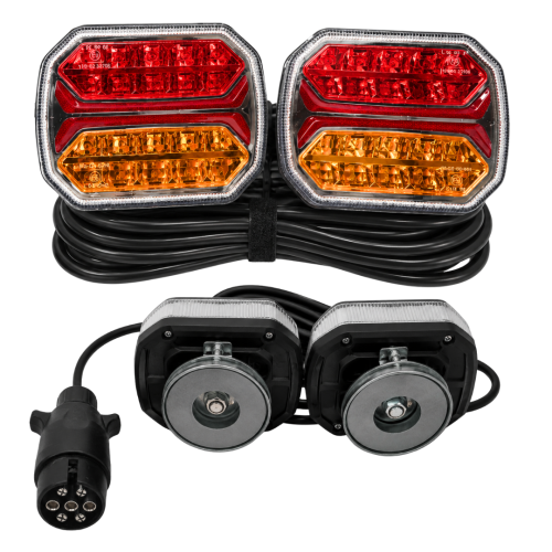 Przejdź do produktu Lampy LED na magnes do przyczepy – dynamiczne kierunki, zestaw z wiązką 7,5 m