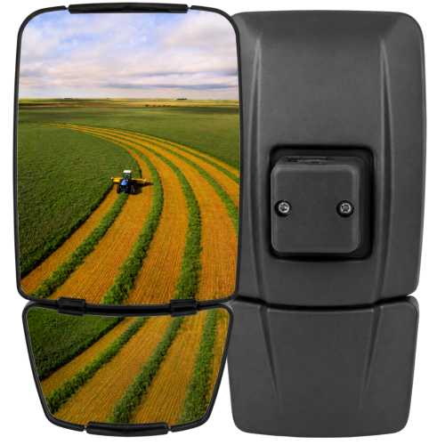 Przejdź do produktu Lusterko podwójne 353x182 mm z lusterkiem panoramicznym do traktora, kombajnu i maszyn rolniczych