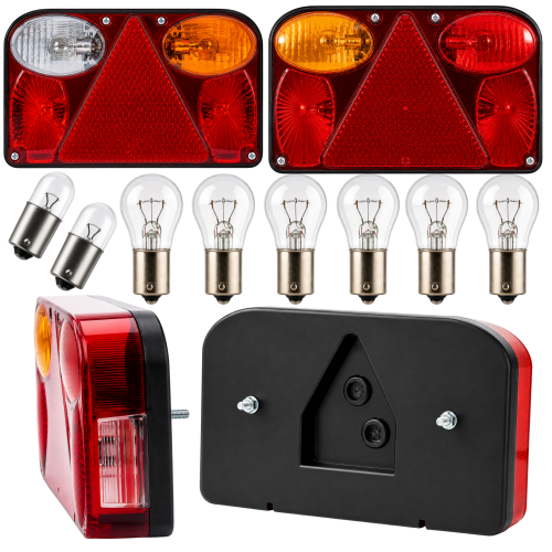 Przejdź do produktu Lampy Tylne do Lawety i Przyczepki Lewa + Prawa ze Światłem Cofania – Zestaw Lamp 12V