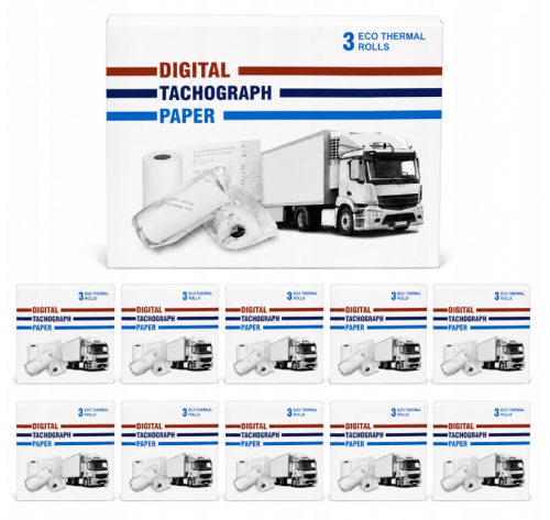 Przejdź do produktu 20xPapier termiczny do tachografu cyfrowego 3×8 m Web Truck