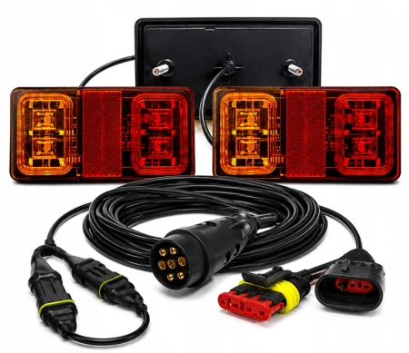 Lampy tylne LED do przyczepki lawety z wiązką 7,5 m 7 PIN