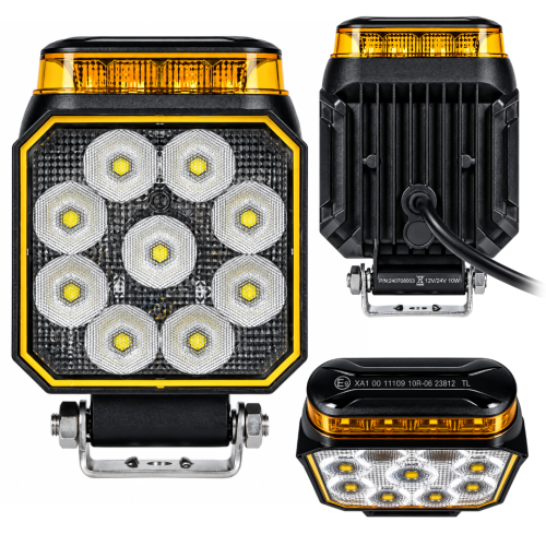 Przejdź do produktu Lampa cofania LED 12/24V ze stroboskopem pomarańczowym 25 LED 1200 lm IP67 homologacja E9 R65