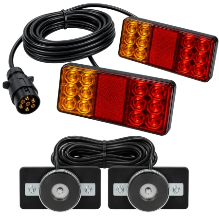 lampy tylne LED do przyczepki na magnes z przewodem 7,5 m i wtyczką 7 PIN