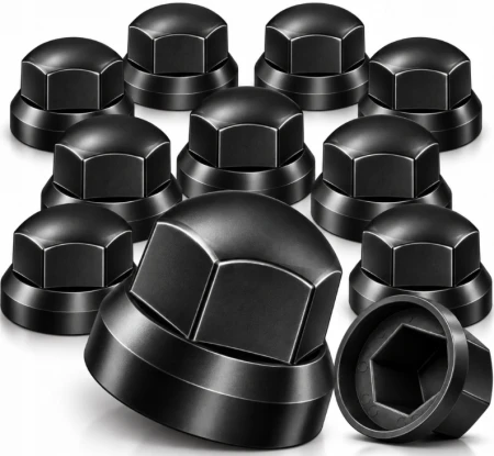 Osłony nakrętek koła 32 mm TIR czarne niskie 10 szt.